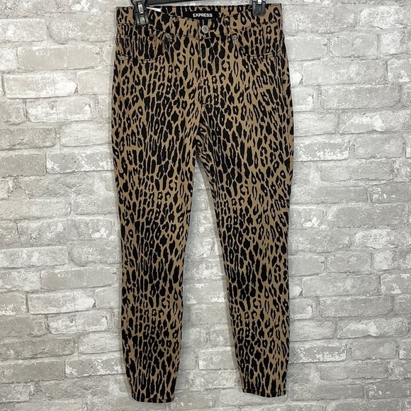 Express Leopard High Rise Ankle Legging Jeans - Picture 1 of 6